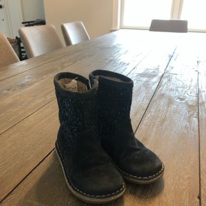Mini Boden sparkle and suede navy boots